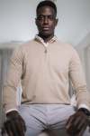 Quarter-zip Knit In Creme - L