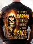 Plus Size Men's Halloween Skull Print T-Shirt Fashion Casual Long Sleeve Tees For Spring Fall Winter Men's Clothing