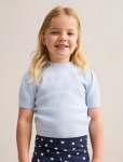 Ella Girls Puff Sleeve Knit T-Shirt - 10-12 Yrs Cloud Blue