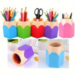 5 Pencil-shaped Pen Holders Cute Desktop Pencil Storage Boxes Colorful Pen Holders Pencil Creative Cartoon Stationery Racks Scho