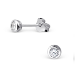 B109-C14420 -925 Sterling Silver Child's Tiny Round Ear Stud With Cubic Zirconia - Pink Cz