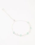 Silver Alternating Aqua Cubic Zirconia Crystal Dumbbell Toggle Bracelet