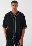Oversized Premium Towelling Baseball Shirt - Black
