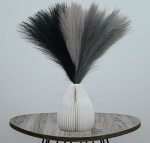 Septcat 6 Pcs 17" Faux Dried Pampas Grass Decor Fluffy Fake Small Pompas Artificial Black Grey Gray Pompous Short Stems Bouquet
