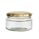 200ML Clear Glass Storage Jar With Gold Metal Lid 82MM Twist