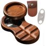 Wooden Cigar Ashtray With Lid&coaster Includes Cigar Cutter Set Great Gift