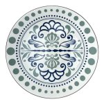Ceramic 26CM Plate - Green Dots Blue Flare
