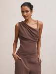 Morgan Petite Draped Shoulder Top - 16 Chocolate Martini Set