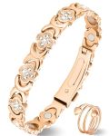 Jeracol Copper Bracelets For Women Ultra Strength Magnetic Bracelets With 3800 Gauss Magnets & Sparkling Cubic Zirconia Pure Cop