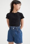 Ribbed Cotton Jersey Top - Black