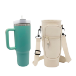 Coastal Teal Drift Hydration Set 1.2L Tumbler Beige Crossbody Bag And Straw