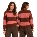 Wool Blend Stripe Knit Brick