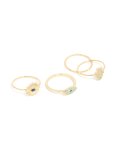 Goldair Gold Plated Cubic Zirconia Evil Eye & Hamsa Hand Rings 4-PACK - M l
