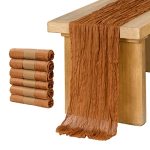 Ling's Moment 6 Pack 10FT Terracotta Cheesecloth Table Runner Gauze Sheer Brown Orange For Wedding Party Bridal Shower Rust Brow