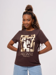Graphic Print Cotton T-Shirt - XL Brown
