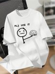Graphic Print Drop Shoulder T-Shirt Short Sleeve Crew Neck Casual Top For Spring & Summer Women's Clothing
