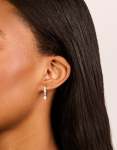 Sterling Silver Pearl & Black Stone Drop Huggie Earrings