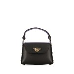 Top Handle Bag With Gold Bee Detail -black
