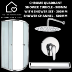 Chrome Quadrant Shower With Channel + Round Shower Set - 300MM