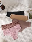 5PCS Solid Seamless Briefs Comfy Breathable Stretchy Intimates Panties Women's Lingerie & Underwear