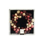 Wreath With Baubles Pink Red And Gold 33X7CM