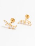 Goldair Gold Plated Surgical Steel Cubic Zirconia Marquise Crawler Flat Back 2-PACK