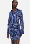 Tie-detail Shirt Dress - Blue Striped