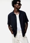 Regular Fit Textured-knit Shirt - Blue