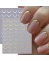 French Tip Nail Stickers For Nail Art Gold Sliver Stripe Lines Nail Decals