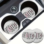2PCS Walk By Faith Not By Sight Absorbent Car Cup Holder Coaster Mats - Car Interior Accessories Water Cup Coasters For Car Vehi