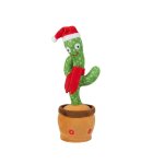 Xmas Cactus Plush With Lights And Movement 10X10X35CM - With Red Scarf