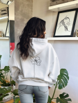 Lined Flower Summer Hoodie - White - Large