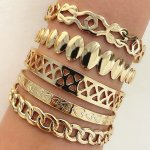 5PCS SET Personality Chain Love Irregular Pattern Saudi Middle East Golden Bangle Alloy Jewelry