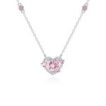 Women Pink 925 Sterling Silver Triple Heart Pendant Necklaces