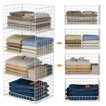 Yociyoga 4-TIER Stackable Closet Organizers And Storage Basket Foldable Closet Shelf Organizer System Space-saving Clothes Stora