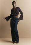 Cropped Wrap Blouse - Burgundy