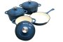 Smte 7 Piece Cast Iron Cookware Blue With Keychain