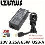 65W 20V 3.25A USB Ac Laptop Charger Power Adapter For Thinkpad X301S X230S G500 G405 X1 Carbon E431 E531 T440S Yoga 13 Not