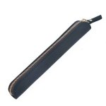 Retro Simple Leather Stylus Leather Zipper Pen Protection Case Crazy Horse Skin MINI Pen Case Black