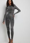 Shoulder Padded Catsuit - Silver