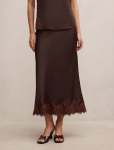 Adele Lace Trim Midi Skirt - 18 Bitter Choc Co-ord