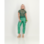 Metallic Cargo Pants In Emerald Green - XS