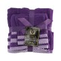 Plush 3 Piece Set - Bath Towel Hand Towel And Face Cloth - 100% Cotton - Purple