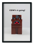 Decor Print Minecraft Cow - Black Framed A4
