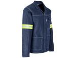 Cast Premium 100% Cotton Denim Jacket - Reflective Arms & Back - Yellow Tape - 5XL Blue