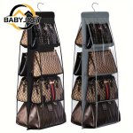 1PC Hanging Purse Handbag Organizer Clear Hanging Shelf Bag Collection Storage Holder Purse Bag Wardrobe Closet Space Saving Org