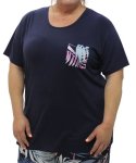 Ladies Pocket Detail Pj Tee - 6XL Navy