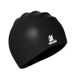 Omid Long Hair Swim Cap For Women & Men Adults - Comfortable & Leak-proof Silicone Cap For Training Swimming Daily Use Black