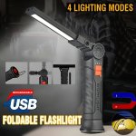 LED Work Lights With Magnetic Base USB Multi-function 4 Modes Lighting Strong Light Flashlight Workshop Maintenance Lights 360 R