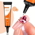 Twoing 15ML Super Strong Rhinestone Glue For Nails - No Wipe Uv Lamp Cured Gel Adhesive For Gems Crystals & Beads